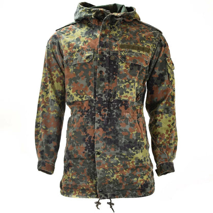 Original German army field jacket parka military issue hooded Flecktarn combat